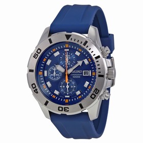 Seiko Blue Dial Chronograph Blue Rubber Men's Watch SNDE03