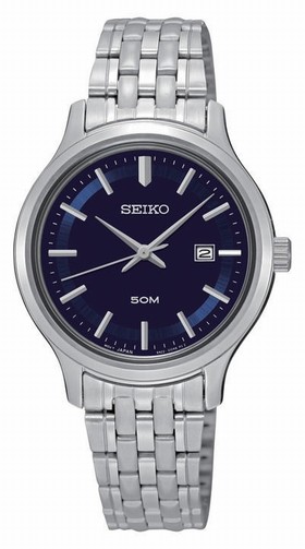 Seiko Blue Dial Stainless Steel Quatrz Ladies Watch SUR797