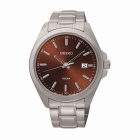 Seiko Brown Dial Stainless Steel Men's Watch SUR069