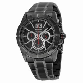 Seiko Chronograph Black Dial Black Ion-plated Men's Watch SPC103