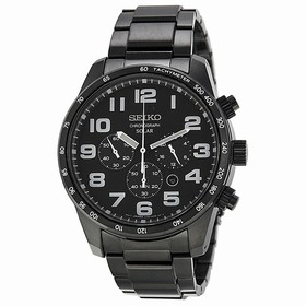 Seiko Chronograph Black Dial Black Ion-plated Stainless Steel Men's Watch SSC231
