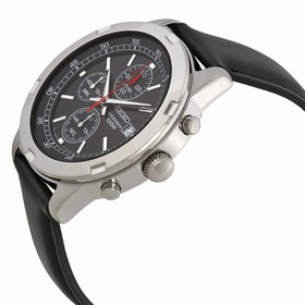 Seiko Chronograph Black Dial Black Leather Men's Watch SKS421P2