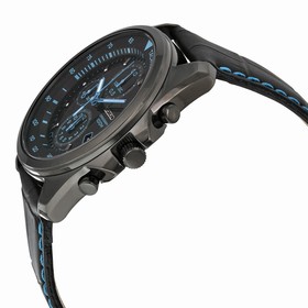 Seiko Chronograph Black Dial Black PVD Stainless Steel Leather Men's Watch SNDD71