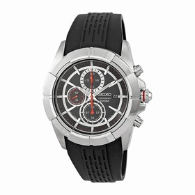 Seiko Chronograph Black Dial Black Rubber Men's Watch SNDE67