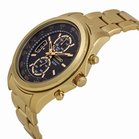 Seiko Chronograph Black Dial Gold-Tone Stainless Steel Men's Watch SNN258