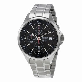 Seiko Chronograph Black Dial Stainless Steel Men's Watch SKS477