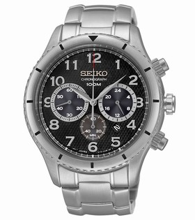 Seiko Black Dial Stainless Steel Men's Quartz Watch SRW037