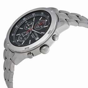 Seiko Chronograph Black Dial Stainless Steel Men's Watch SKS421