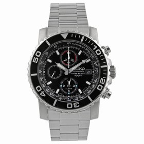 Seiko Chronograph Black Dial Stainless Steel Men's Watch SNA225