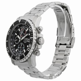 Seiko Chronograph Black Dial Stainless Steel Men's Watch SNA225