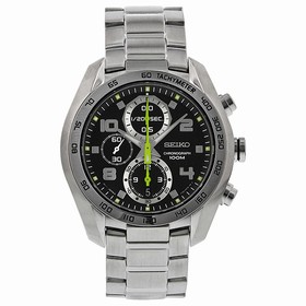 Seiko Chronograph Black Dial Stainless Steel Men's Watch SNDD31