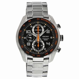 Seiko Chronograph Black Dial Stainless Steel Men's Watch SNDD37