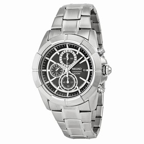 Seiko Chronograph Black Dial Stainless Steel Men's Watch SNDE65