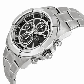 Seiko Chronograph Black Dial Stainless Steel Men's Watch SNDE65