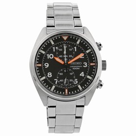 Seiko Chronograph Black Dial Stainless Steel Men's Watch SNN235