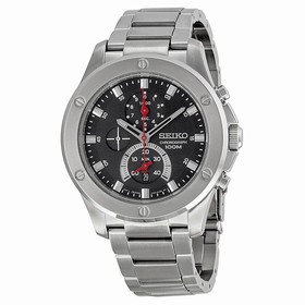 Seiko Chronograph Black Dial Stainless Steel Men's Watch SPC095