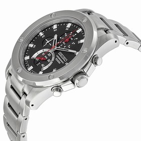 Seiko Chronograph Black Dial Stainless Steel Men's Watch SPC095