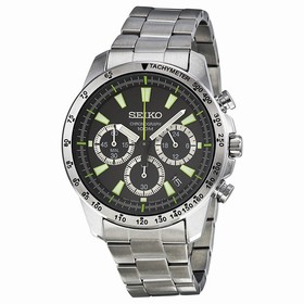 Seiko Chronograph Black Dial Stainless Steel Men's Watch SSB027