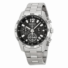 Seiko Chronograph Black Dial Stainless Steel Men's Watch SSB125