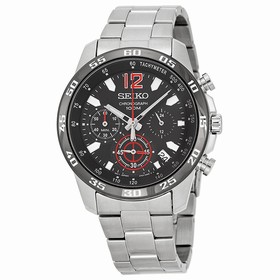 Seiko Chronograph Black Dial Stainless Steel Men's Watch SSB129