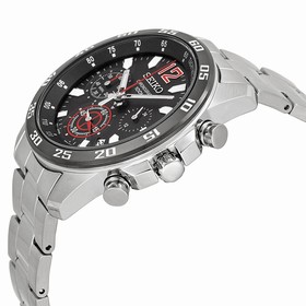 Seiko Chronograph Black Dial Stainless Steel Men's Watch SSB129