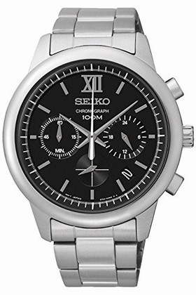Seiko Chronograph Black Dial Stainless Steel Men's Watch SSB139