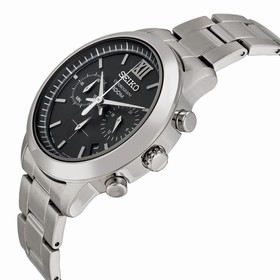 Seiko Chronograph Black Dial Stainless Steel Men's Watch SSB139