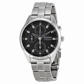 Seiko Chronograph Black Dial Stainless Steel Unisex Watch SNDX47
