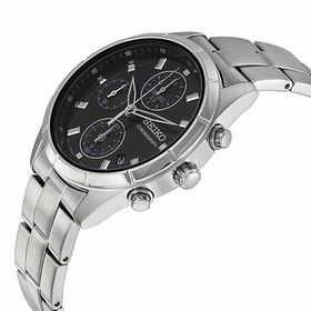Seiko Chronograph Black Dial Stainless Steel Unisex Watch SNDX47