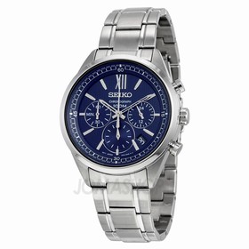 Seiko Chronograph Blue Dial Stainless Steel Men's Watch SSB155