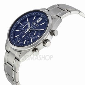 Seiko Chronograph Blue Dial Stainless Steel Men's Watch SSB155