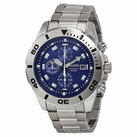 Seiko Chronograph Blue Dial Stainless Steel Men's Watch SNDD97