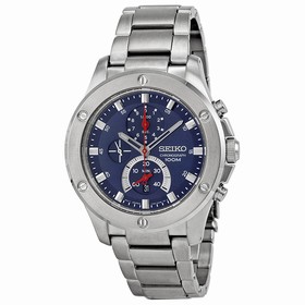 Seiko Chronograph Blue Dial Stainless Steel Men's Watch SPC093