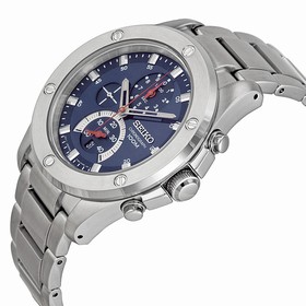Seiko Chronograph Blue Dial Stainless Steel Men's Watch SPC093