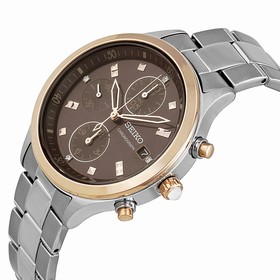 Seiko Chronograph Brown Dial Stainless Steel Ladies Watch SNDX06