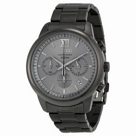 Seiko Chronograph Light Grey Dial Black Ion-plated Men's Watch SSB141