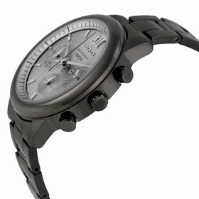Seiko Chronograph Light Grey Dial Black Ion-plated Men's Watch SSB141