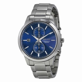 Seiko Chronograph Metallic Blue Dial Stainless Steel Men's Watch SNN273
