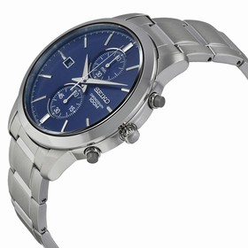 Seiko Chronograph Metallic Blue Dial Stainless Steel Men's Watch SNN273