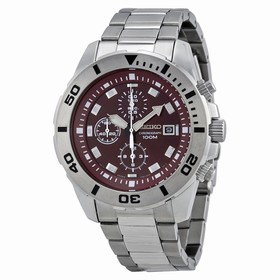 Seiko Chronograph Red Dial Stainless Steel Men's Watch SNDE15