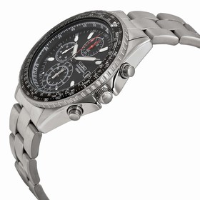 Seiko Chronograph Tachymeter Black Dial Stainless Steel Men's Watch SND253