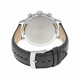 Seiko Chronograph White Dial Black Leather Men's Watch SPL053