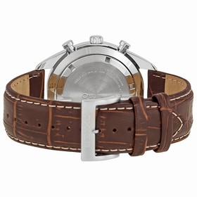 Seiko Chronograph White Dial Stainless Steel Brown Leather Men's Watch SSB095