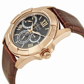 Seiko Classic Rose Gold-tone Stainless Steel Brown Leather Men's Watch SNT046