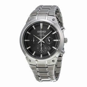 Seiko Core Chronograph Black Dial Stainless Steel Men's Watch SSC317