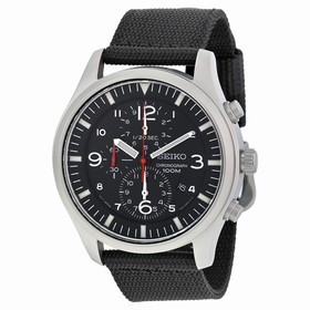 Seiko Criteria Chronograph Black Dial Black Nylon Men's Watch SNDA57