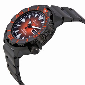 Seiko Divers Automatic Orange Sunburst Dial Black Steel Men's Watch SRP311