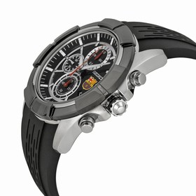 Seiko FC Barcelona Chronograph Black Dial Black Rubber Men's Watch SNDE81