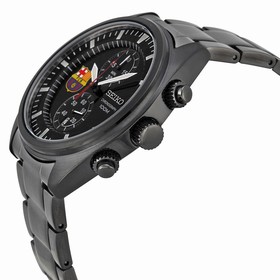 Seiko FCB Barcelona Chronograph Black Dial Black Ion-plated Men's Watch SNN267