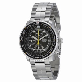 Seiko Flight Chronograph Steel Black Dial Men's Watch SNA411